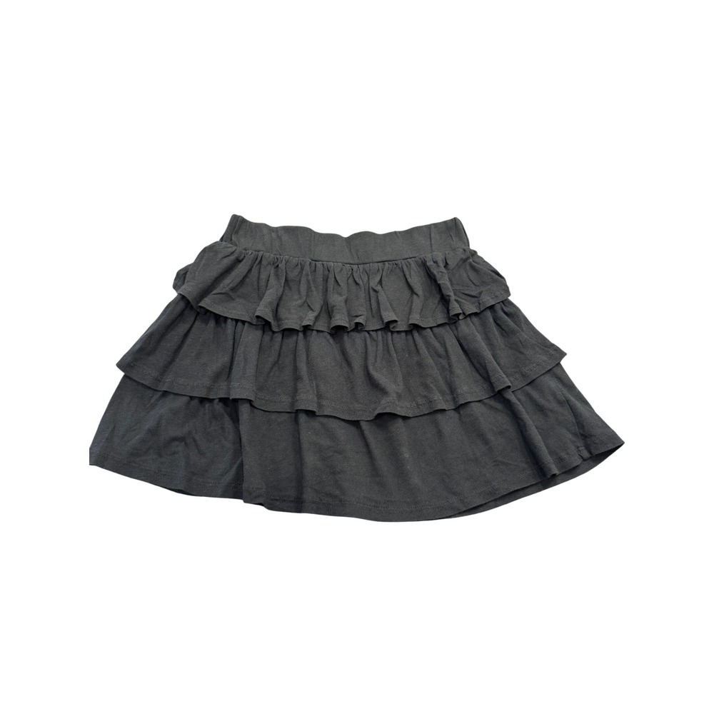 Basic House Black Tiered Ruffle Mini Skirt Elastic Waist Size Large